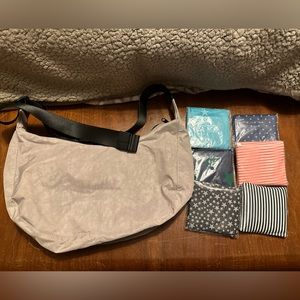 Nylon Crescent Bag with reusable bags (similar to baggu)